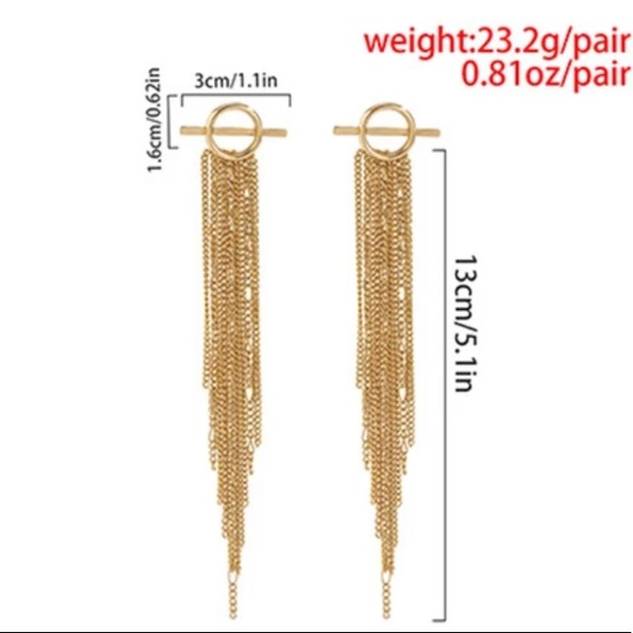 GP Tassel Long Chain Earrings - Picture 5 of 5
